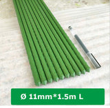 30pcs 150cm x 11mm Model A Green Garden Stake PVC Coated Plant Supports Climbers
