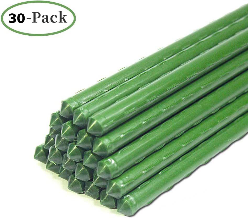 30pcs 1200mm x 11mm Green Garden Stakes PVC Coated Plant Supports Clim ...